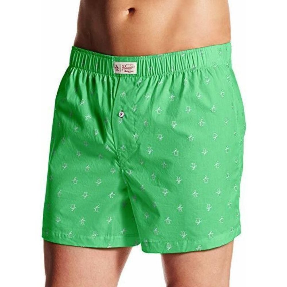 Original Penguin Men's Logo Printed Woven Boxer Short Grass Green ( XL )